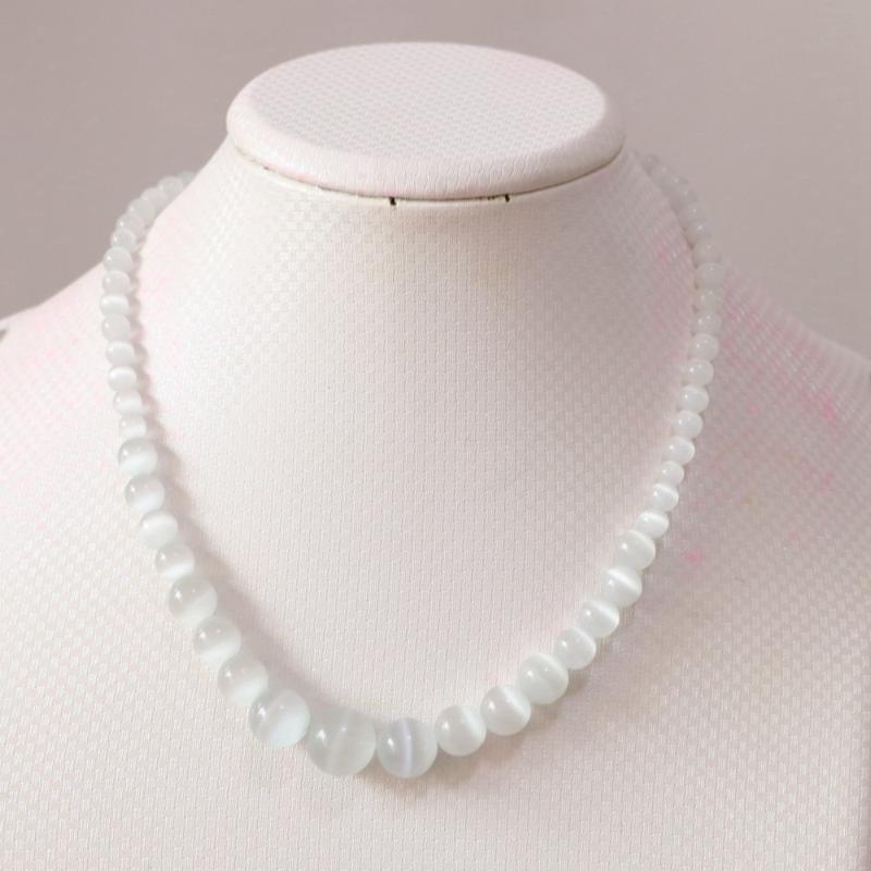 

New fashion 3 colors multicolor cat eyes 6-14mm round beads new diy necklace for women chain choker elegant jewelry 18inch B622