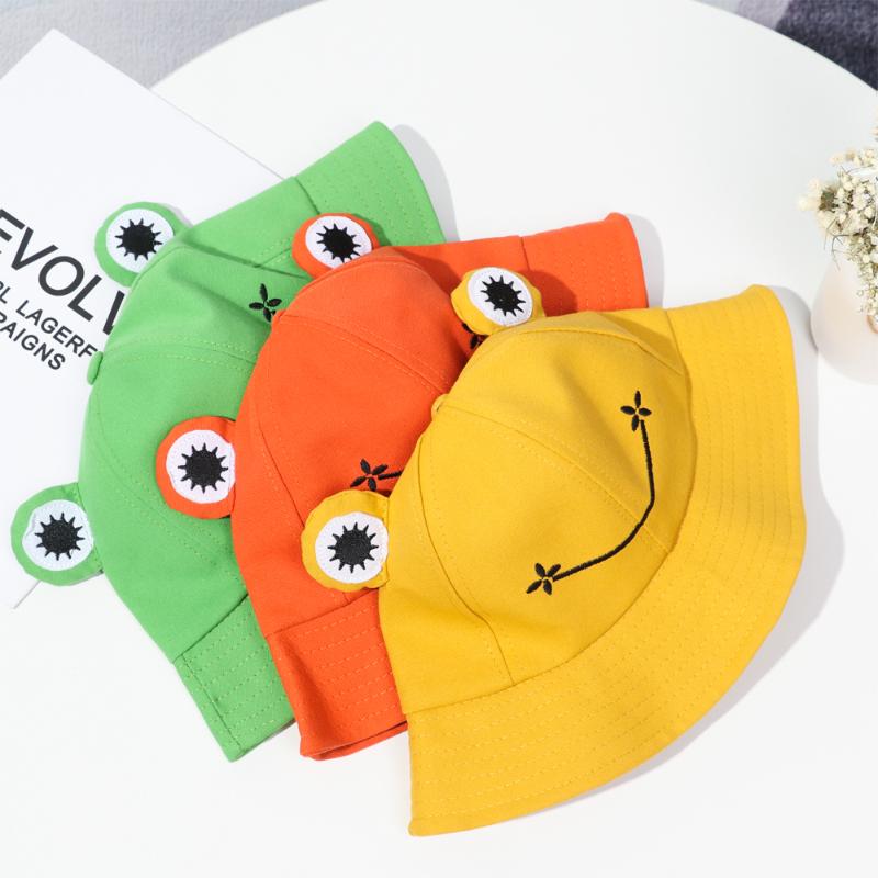 

Wide Brim Hats Women Fashion Frog Bucket Hat Summer Female Parent-Child Fishing Cap Korean Wild Cute Sun Big Eyes, Black