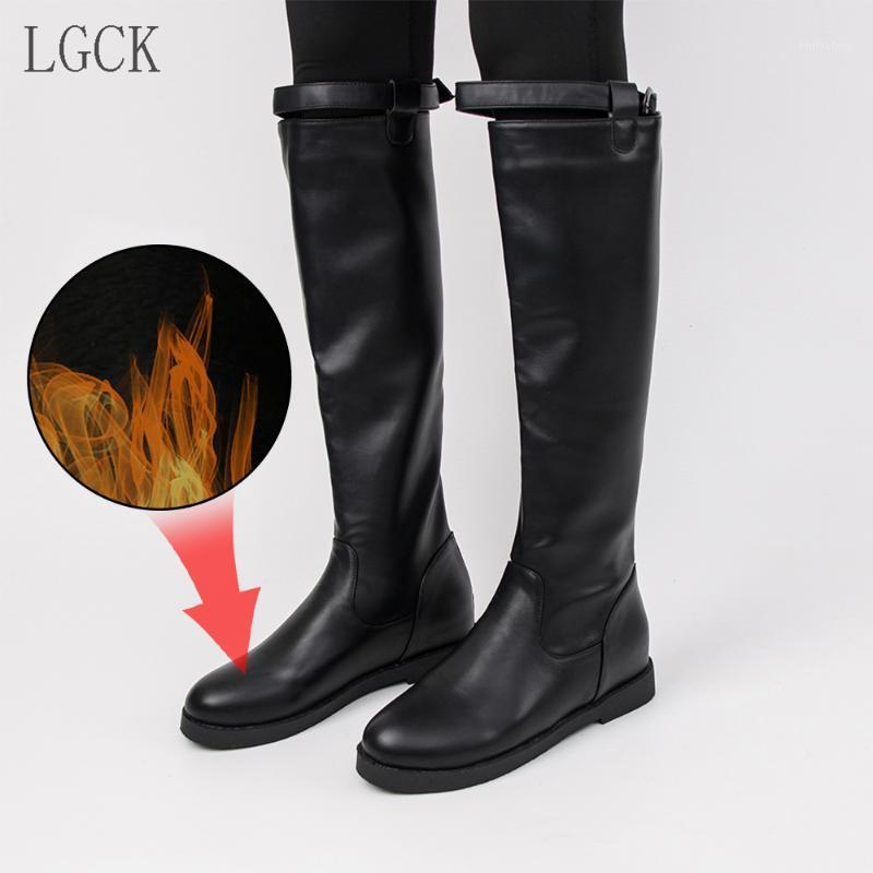 

Plus Size 34-43 Fashion Winter Women Riding Boots Low Heel Motorcycle Boots Shoes Zip Buckle Autumn Women High Long1, Black