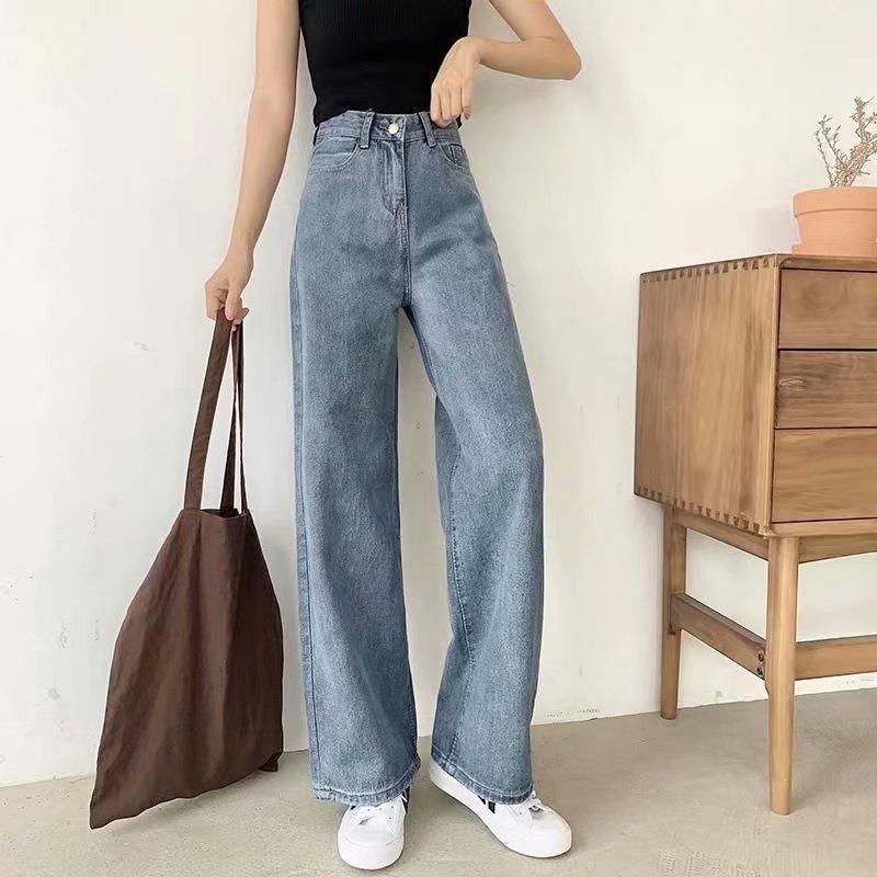 

Autumn Winter 2020 new high-waisted wide-leg jeans women Korean wild loose loose Hyuna thin mopping trousers1, Blue