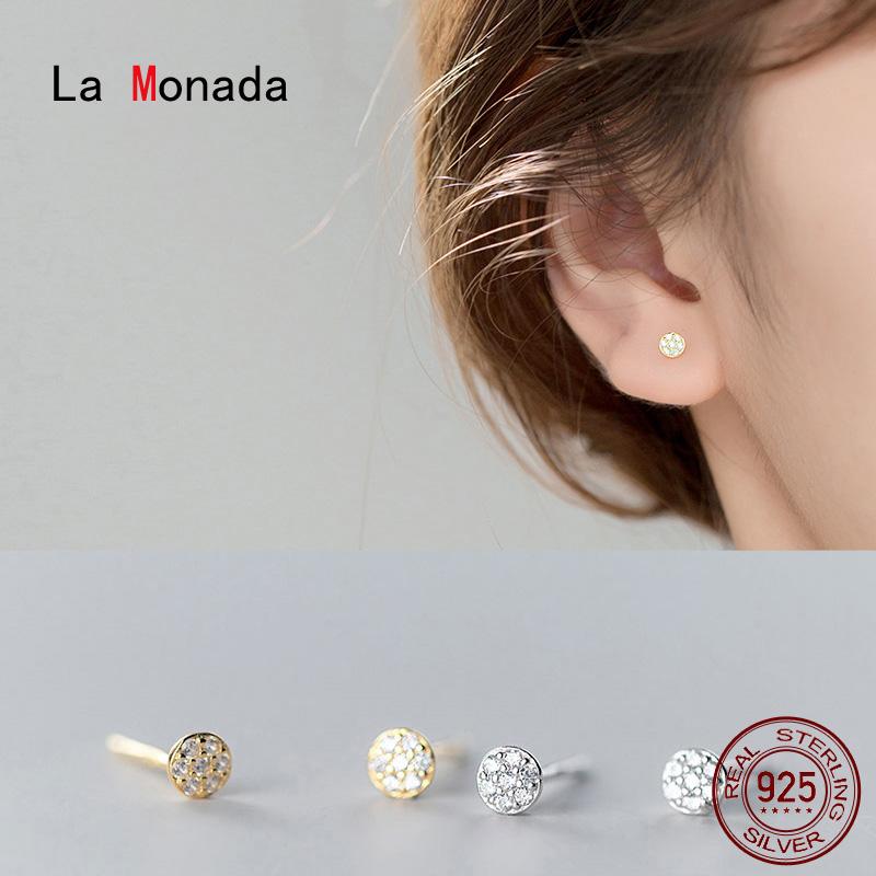 

La monada Round Women Earrings Stud 925 Sterling Silver Earring Minimalist Korean Stud Earrings For Women Silver 925 Female