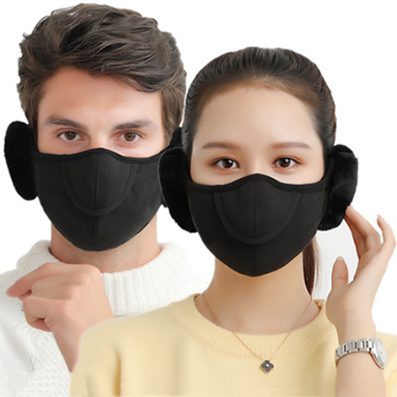 

Breathable In 1 Face 2 Mask With Warm Thick Protective Mask Open Nose Cover Mouth-Muffle Plush Mouth Masks Winter Ear Earflap IIA786 Wbhft