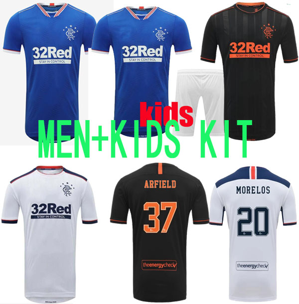 

20 21 New Glasgow Rangers FC Soccer Jerseys Rangers equipment Football Shirt Men Kids kits 2020 2021 Uniform tops suit Maillots de foot, Black