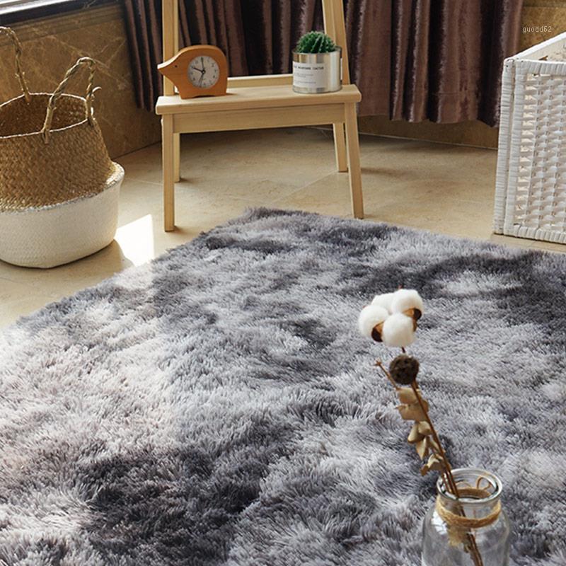 

Area Rug Floor Carpet Fluffy Rugs Warm Shaggy Anti-Skid Polyester Fiber Multicolored Tie-Dyed Bedroom Dining Room Mat Hotel1, Red