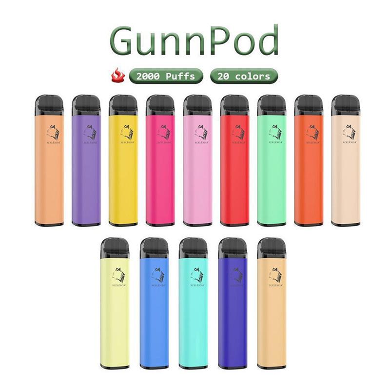 

Original GunnPod Disposables Vape Electronic Cigarettes Device starter Kit 2000 Puffs 1250mAh Battery Prefilled 8ml Pod Stick Pen Authentic wholesale