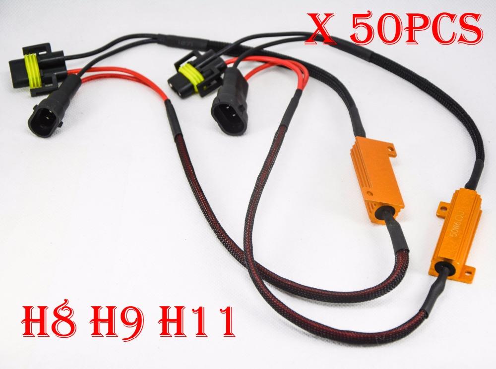 

DHL 50x 50W 6ohm Gold Fuse LED Headlight Canbus Error Canceler H1 H7 H8 H9 H11 9005 9006 Decoder Load Resistor Anti-Hyper Flash