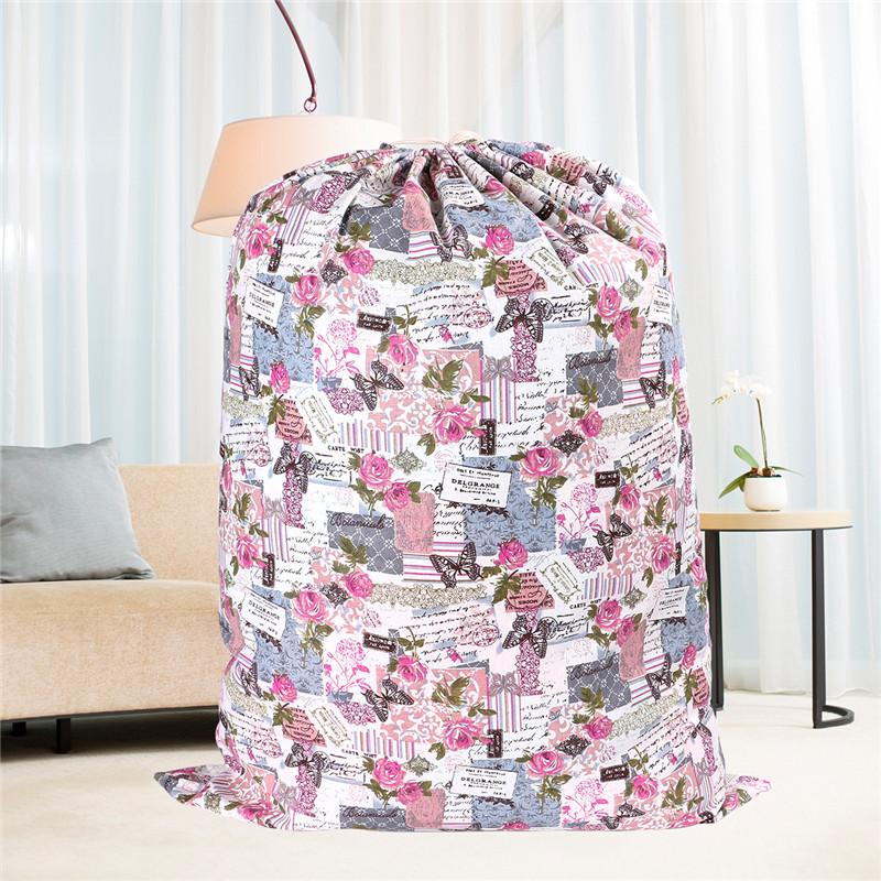 

1pc Cotton Linen Drawstring Quilt Organizer Home Storage Bag Tree Towel or Rose Flower 8214b