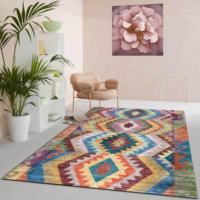 

American retro colorful carpet ethnic style Bohemia rugs geometric living room bedroom carpet kids soft floor mat parlor custom1