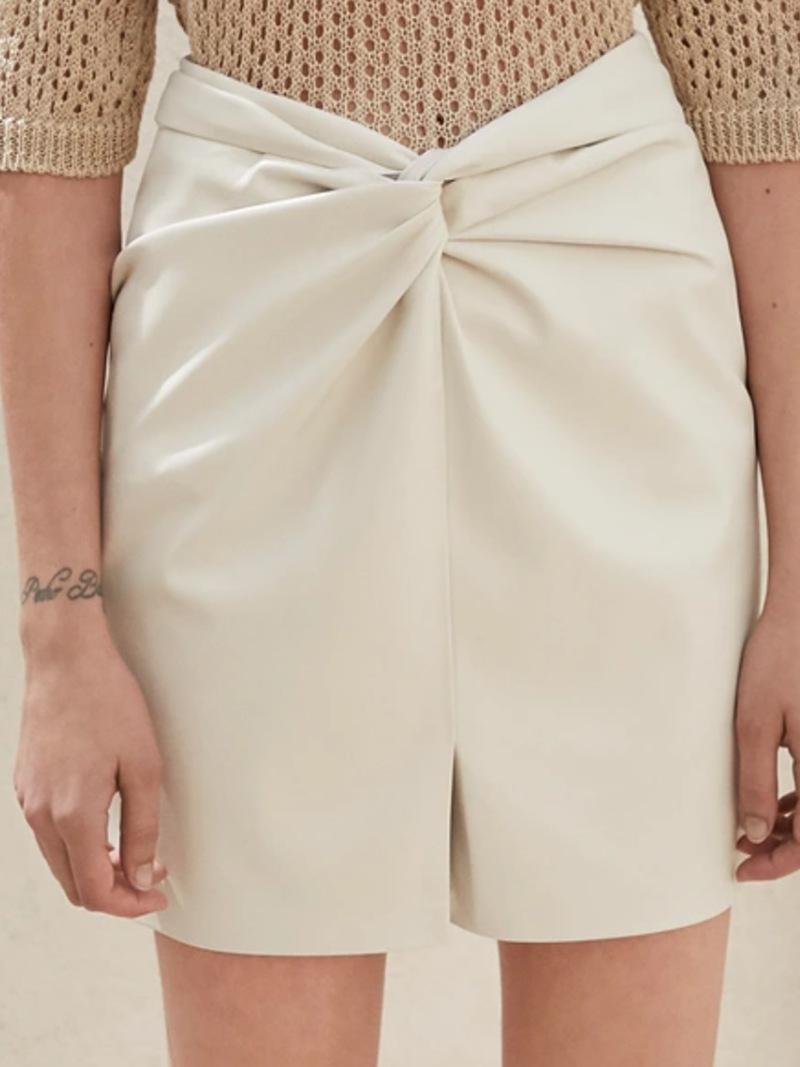 

Women Skirt 2020 New Skirt Faux Leather Plain Leather Short, Black