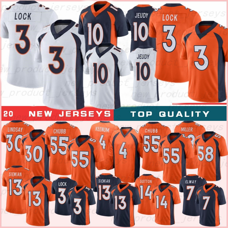 

30 Phillip Lindsay 55 Bradley Chubb 4 Keenum 13 Siemian 14 Courtland 5 Flacoo 2021 TOP Football jersesy 10 Jerry Jeudy 3 Drew Lock, Yema