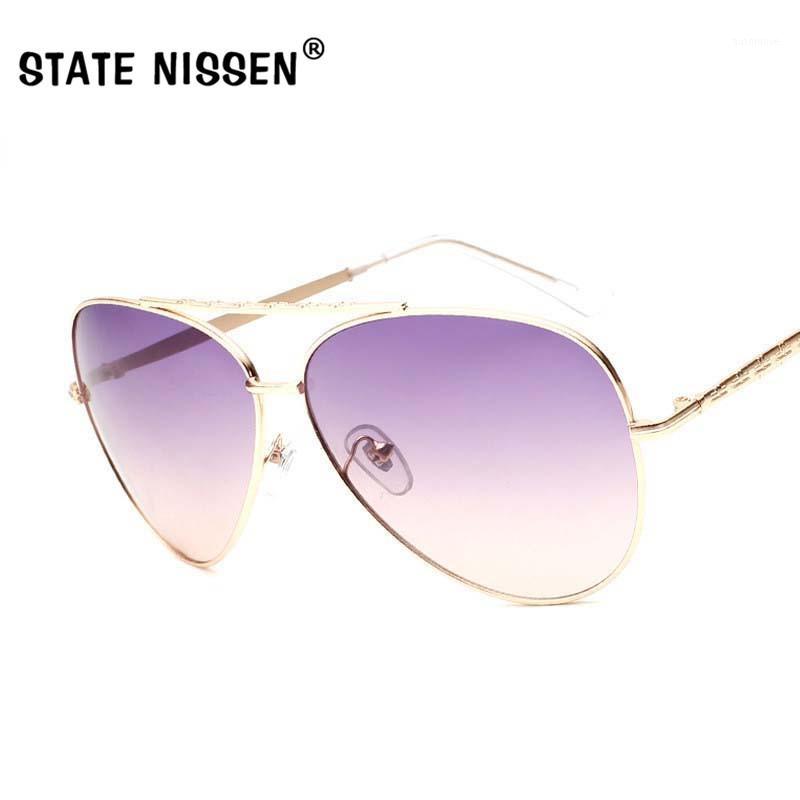 

STATE NISSEN 2020 New Fashion Brand Designer Oversized Pilot Oval Sunglasses Women Men Aviation Metal Frame Mirror Sun Glasses1