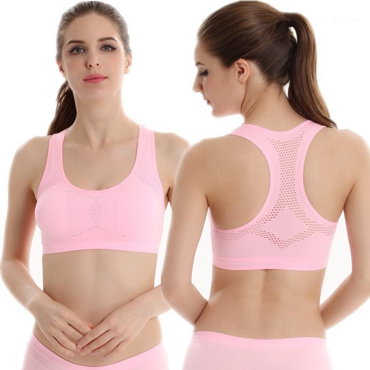 

Sports Bras Women No Rims Tops Mesh Cutout Back Breathable U Collar Soft Thin Quick Dry Clothes Running Yoga Fitness Sportswear1