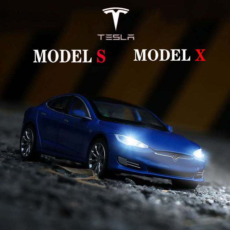 

S Free Shipping new 1: Tesla 32 Alloy MODEL3 X Metal Model Six-Door Sound And Light Pull Back Toy Car Gift