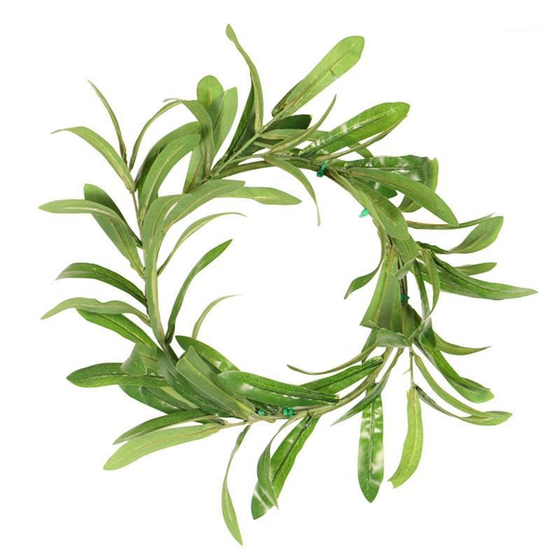

Hot Artificial Olive Leaf Wreath Green Leaves Front Door Home Hanging Wedding Decoration1