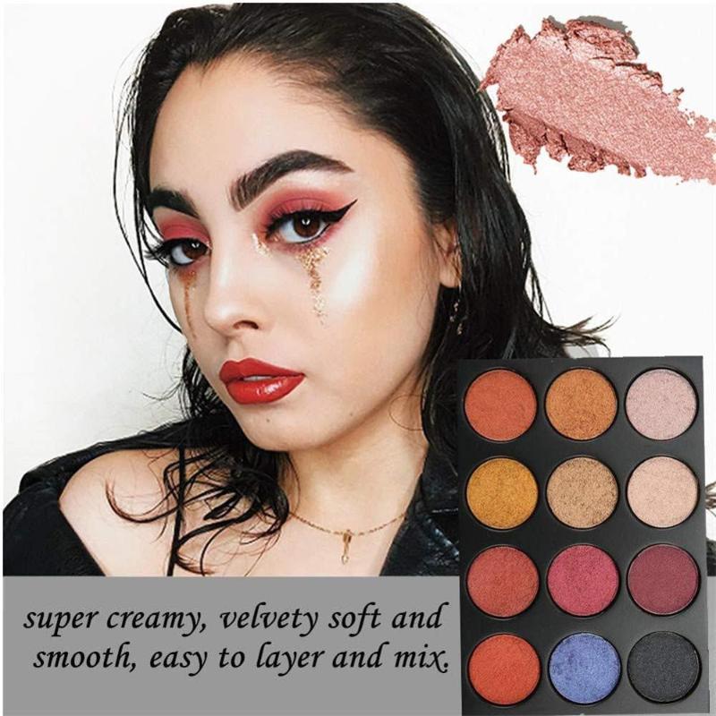 

12 color eye shadow matte tray high pearl loose powder nude color eyeshadow make-up disc glitter waterproof easy to carry