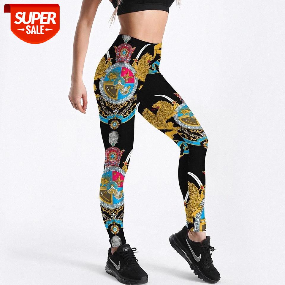 

Qickitout Fitness Leggings Women Workout Push Up Legging Fashion Digital Print Yellow Tiger Totem Nation Jeggings Pants #K451, Black;white
