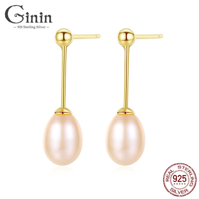 

Dangle & Chandelier Ginin 925 Sterling Silver Pearl Pendant Drop Earrings For Women 2021 Trendy Stylish Water Elegant Korean Jewelry Gift