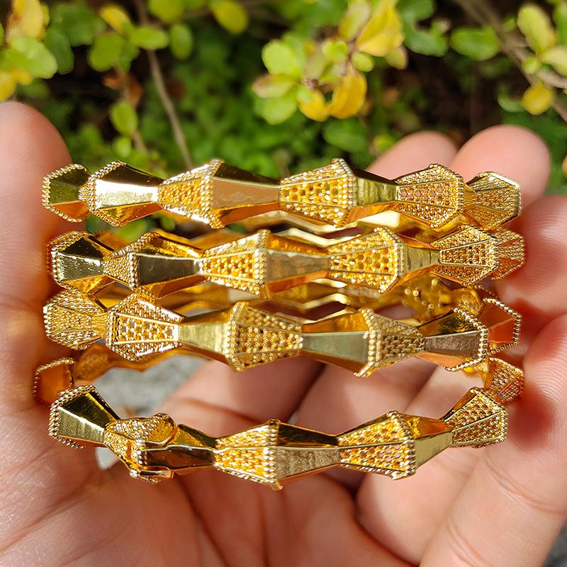 

Bangle 24K Gold Plated For Women Dubai Bride Wedding Ethiopian Bracelet Africa Jewelry Charm Party Gifts