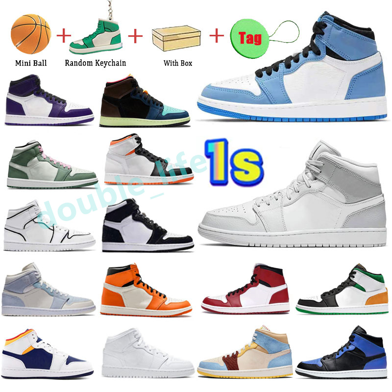 

2021 Hot Sell Basketball Shoes University Blue 1 Silver Toe UNC Patent Rust Pink Women Trainers Mocha Lightning Pollen Hyper Royal Chicago M