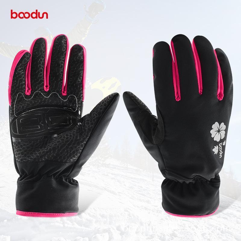 

Women's Ski Gloves Windproof Waterproof Winter Outdoor Sports Warm Snow Snowboard Snowmobile Reflective Anti-slip Skiing Gloves1, Black pink
