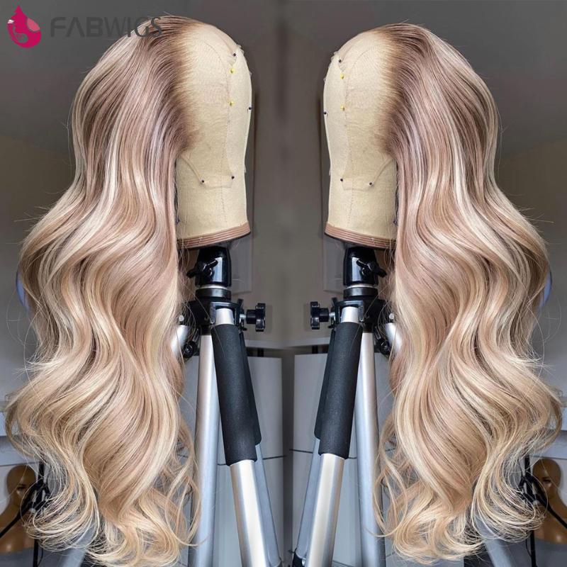 

Fabwigs Lemi Color P27/613 Balayage Wig 13X6 Lace FrontalWig Pre Plucked Highlight Human Hair Wig Ombre Blonde Lace Frontal, 13x6 lace wig