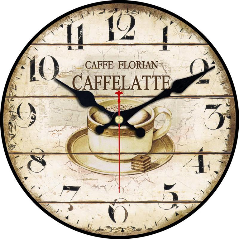 

Coffee Vintage Wall Clock,Roman Number Wooden Cardboard Clock,Mediterranean Style Clock For Home Decor,Vintage Watch 16inch