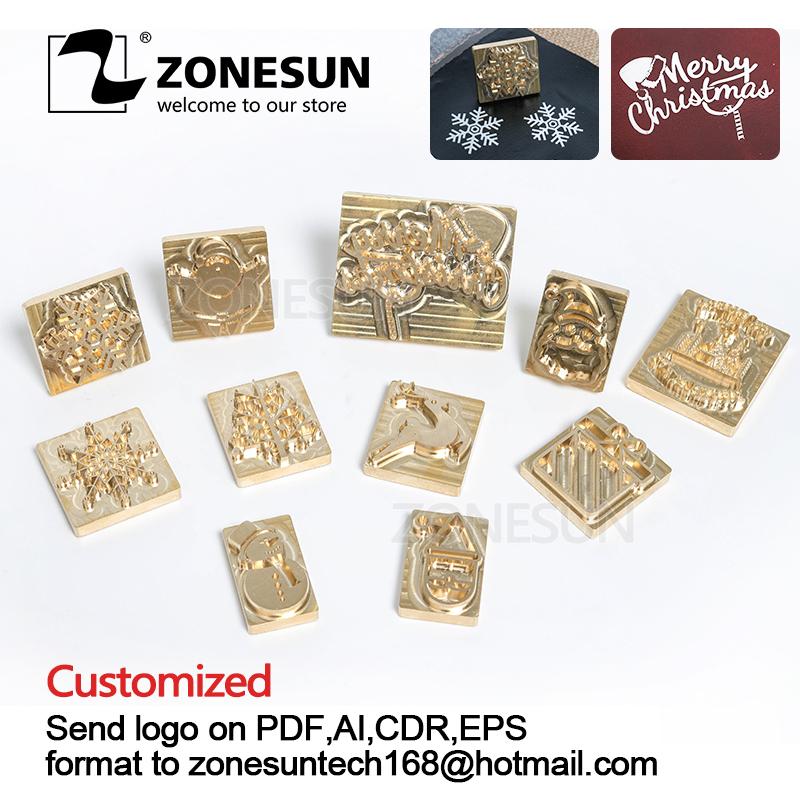 

ZONESUN Custom Brass Logo Stamp Chirstmas Tree Gift Decoration Leather Stamping Embossing Tool Wood Burning Branding Iron