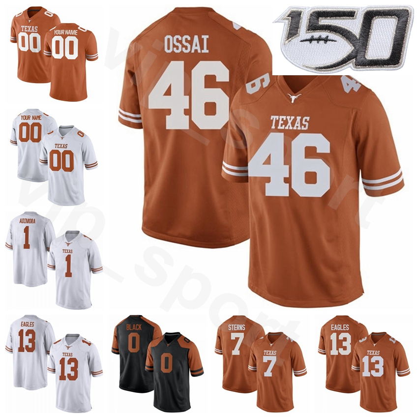 

NCAA College Texas Longhorns Football 13 Brennan Eagles Jerseys Stitched 46 Joseph Ossai 7 Caden Sterns 1 Chris Adimora 0 Tarik Black Burnt, With 150th patch