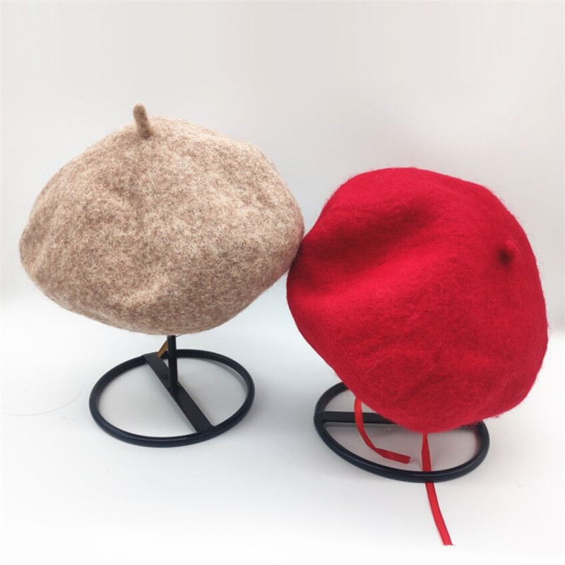 

Autumn Winter Lady Solid Wool Beret Cap Outside Elegant British Women Casual Beret Hat Artist Pumpkin Hat, 003