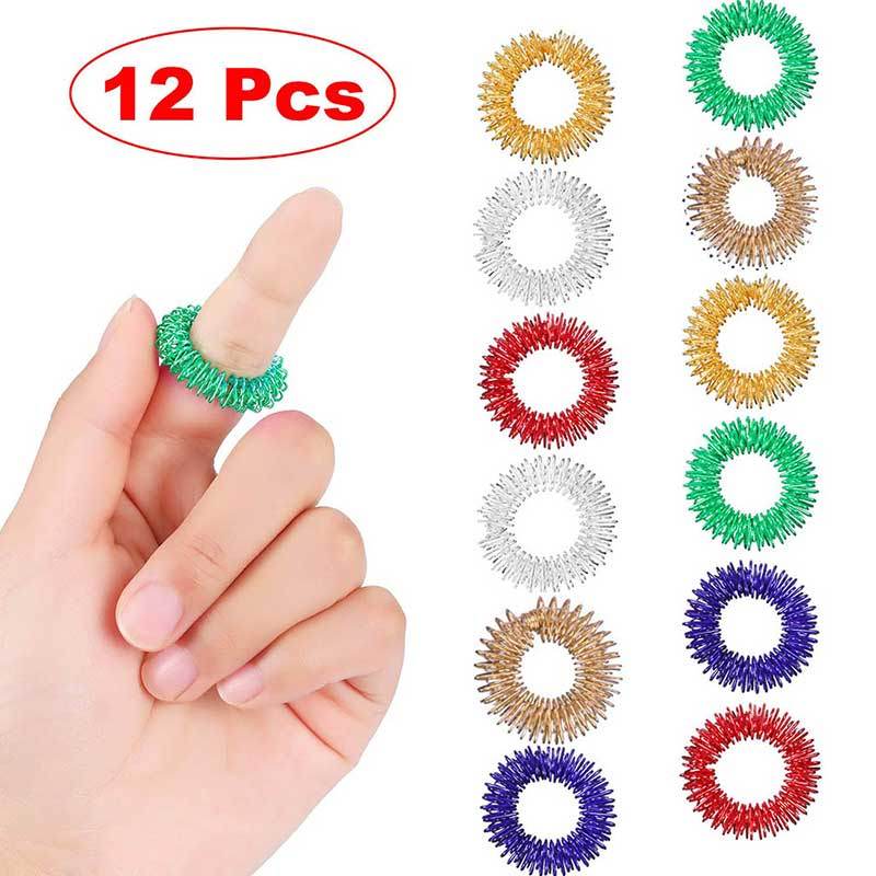 

12pcs Portable mini finger massage ring relieve finger joint pain Decompression toy stainless steel massage ring can be reused Y0110