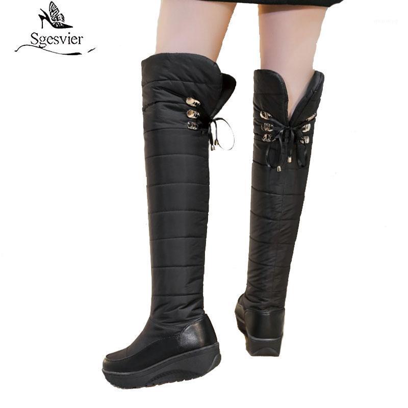 

Sgesvier Women boots Shoes Wedges sonw boots Wedges Platform Winter for Women Shoes Waterproof over the knee high1, Black