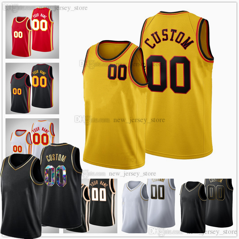 

Custom Printed 75th Golden Black Basketball Trae 11 Young Jerseys 20 John Collins 8 Danilo Gallinari 13 Bogdan Bogdanovic 15 Clint Capela 0 Delon Wright 12 Hunter, Printed (with team logo)