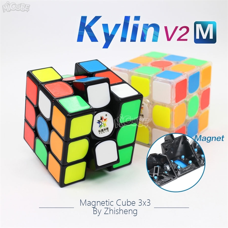 

Yuxin Zhisheng Kylin V2 Magnetic Cube 3x3x3 Speed Cube Magic Magnet Cubo Magico 3x3 Stickerless Black Transparent Game Puzzle Y200428
