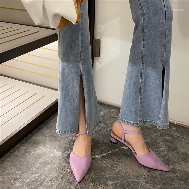 

Women Sandals Pointed Toe Elegant Pumps Fashion Round Heels Slides Buckle Strap Mules Shoes Summer Outside Sandals Dress1, Beige