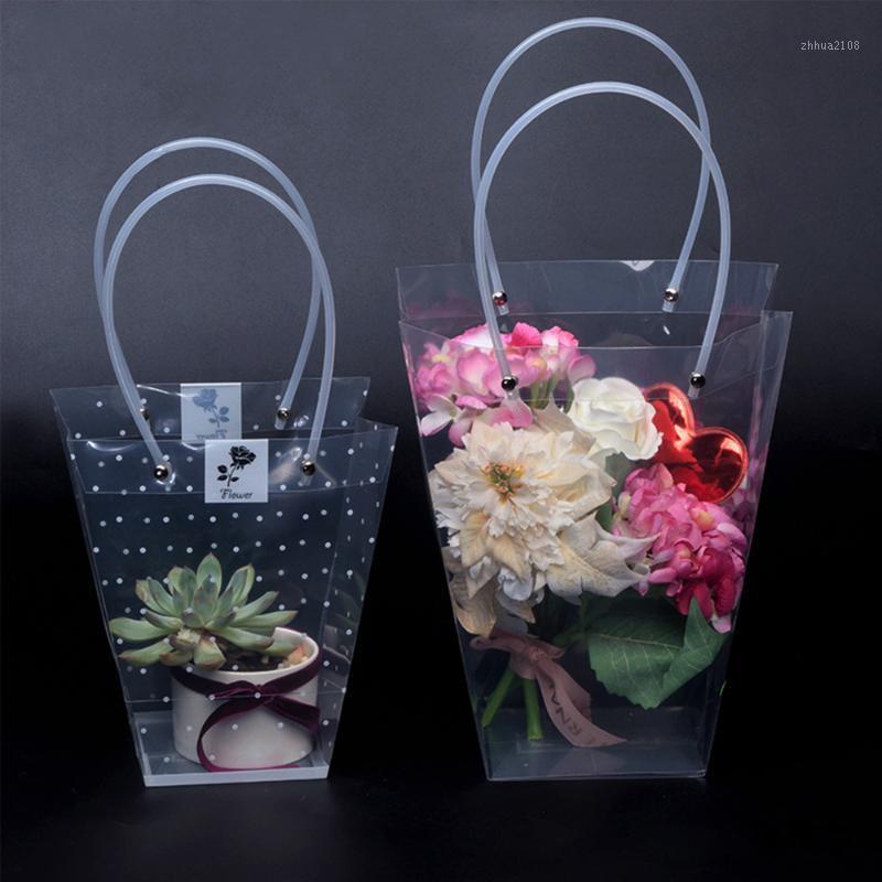 

10PCS Portable Flower Box Transparent Handy Gift Bag Kraft Handbag Wedding Rose Party Gift Box Packaging For Candy Cake Birthday1