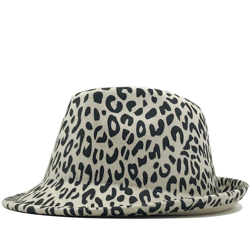 

Wide Brim Hats Wool Women Men Leopard Fedora Hat For Winter Autumn Elegant Lady Trilby Felt Homburg Jazz 55-58CM, Gray