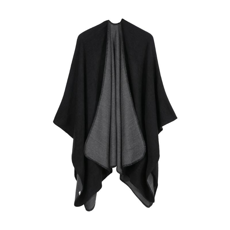 

Women Winter Knitted Cashmere Poncho Capes Shawl Cardigans Sweater Coat Jackets for Women Jacket jackets 2020 jacket, Black