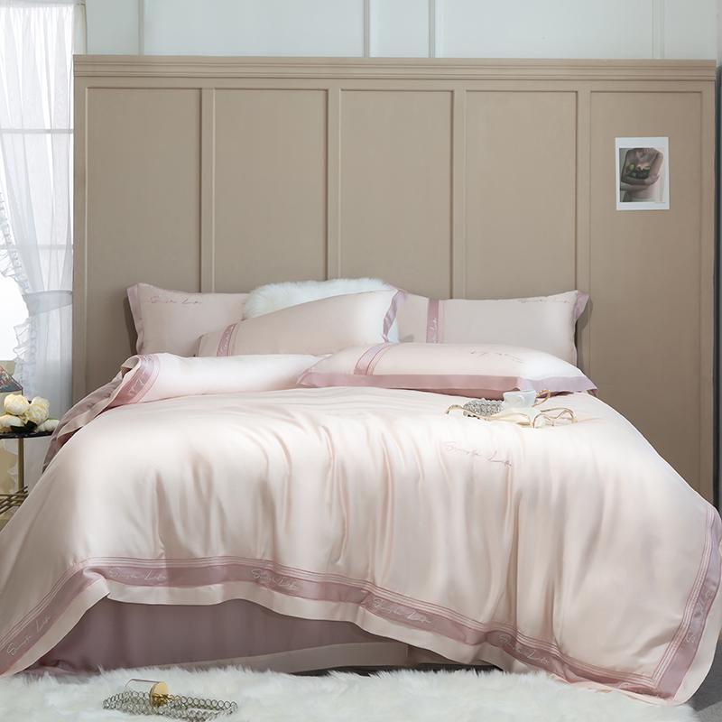 

37 Pink green brown Bedding Set 800TC tencel Bed Linens Bed Sheet Set Bedclothes Queen/King Size pink blue cover 4pcs