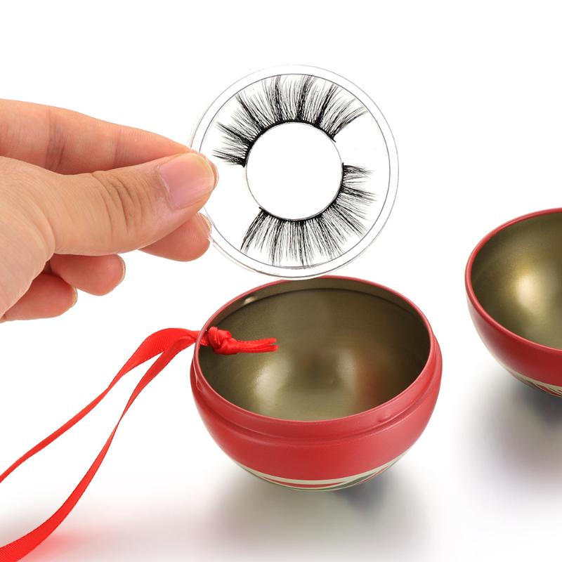 

Small Round Ball Lashes Case Christmas Eyelashes Box Creative Empty Eyelash Packaging Box Mink Eyelash Container Boxes Dropsh