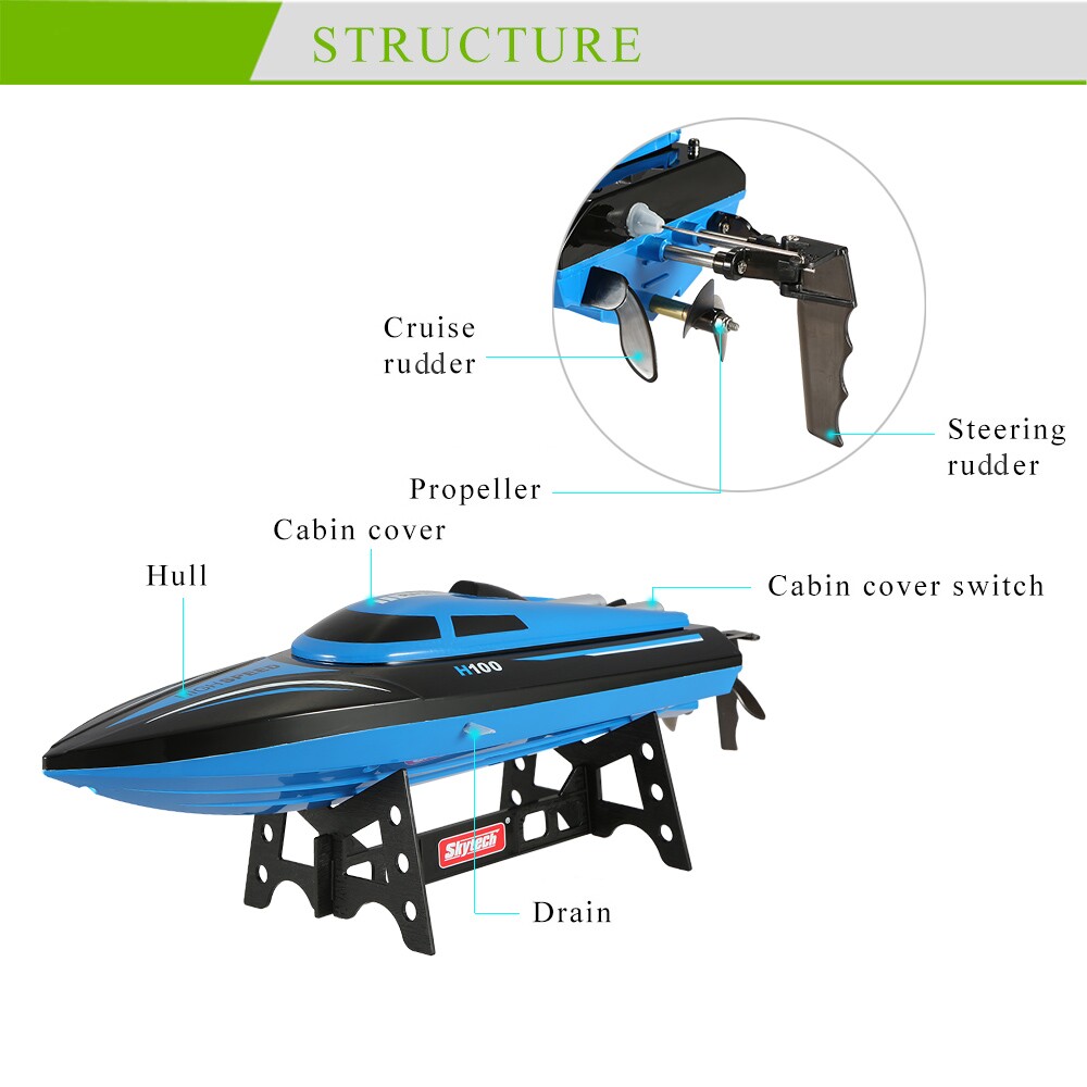 

Skytech H100 2.4G Racing RC Boat 20KM/H High Speed Remote Controlled 180 Flip Electric Speedboat RC Boat Birthday Gifts, Blue