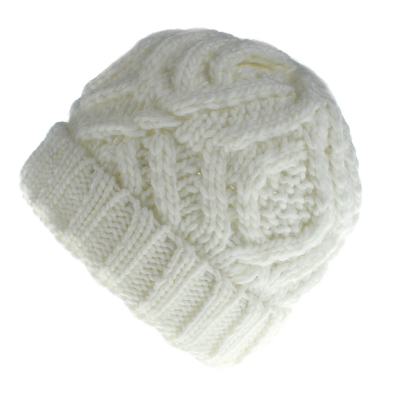 

Unisex Winter Warm Knit Beanie Hat Rhombus Chunky Weave Solid Cuffed Skull Cap 517D