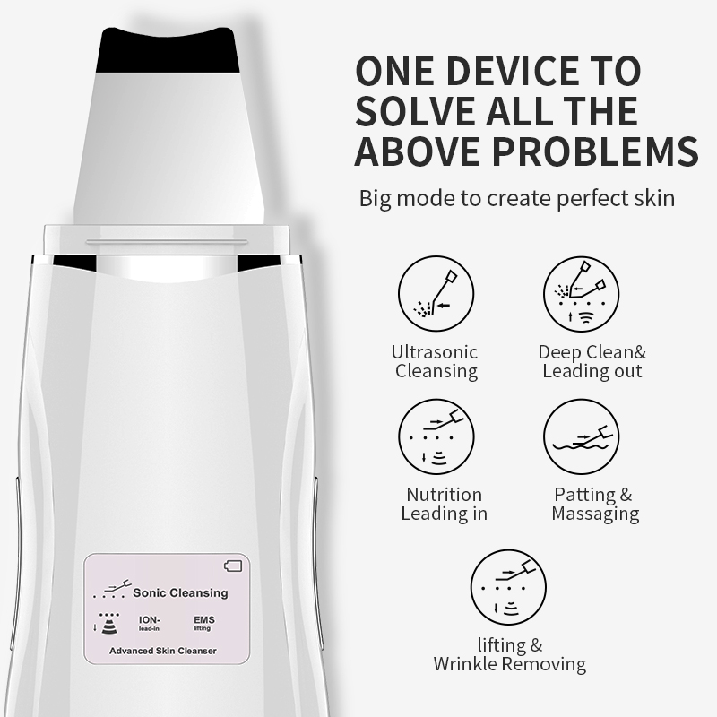 

Ultrasonic Deep Face Cleaning Machine Skin Scrubber Exfoliating Pore Dirt Blackhead Removal Tools Powered Facial care Massager R
