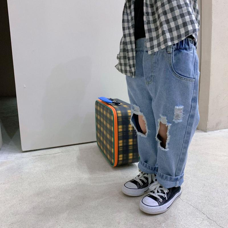 

MILANCEL 2021 Spring New Girls Jeans Kids Denim Pants Boys Solid Color Casual Jeans, Blue
