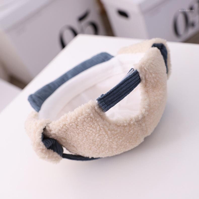 

2020 children's thick warm hat letter mark children's cap autumn and winter ear caps warm kid hats1
