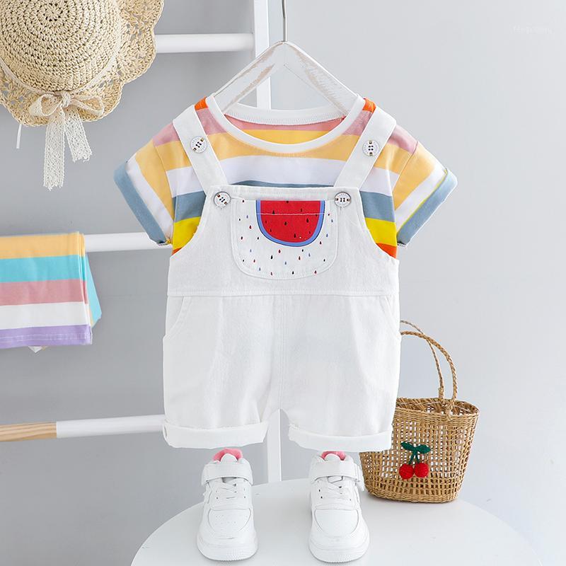 

Children Suits Toddler Girls Clothes Stripe T-Shirt+Overalls Outfits Suit Kids Clothes Boys Sets Baby 12 24 Months 3 4 5Y1, Ah3024white