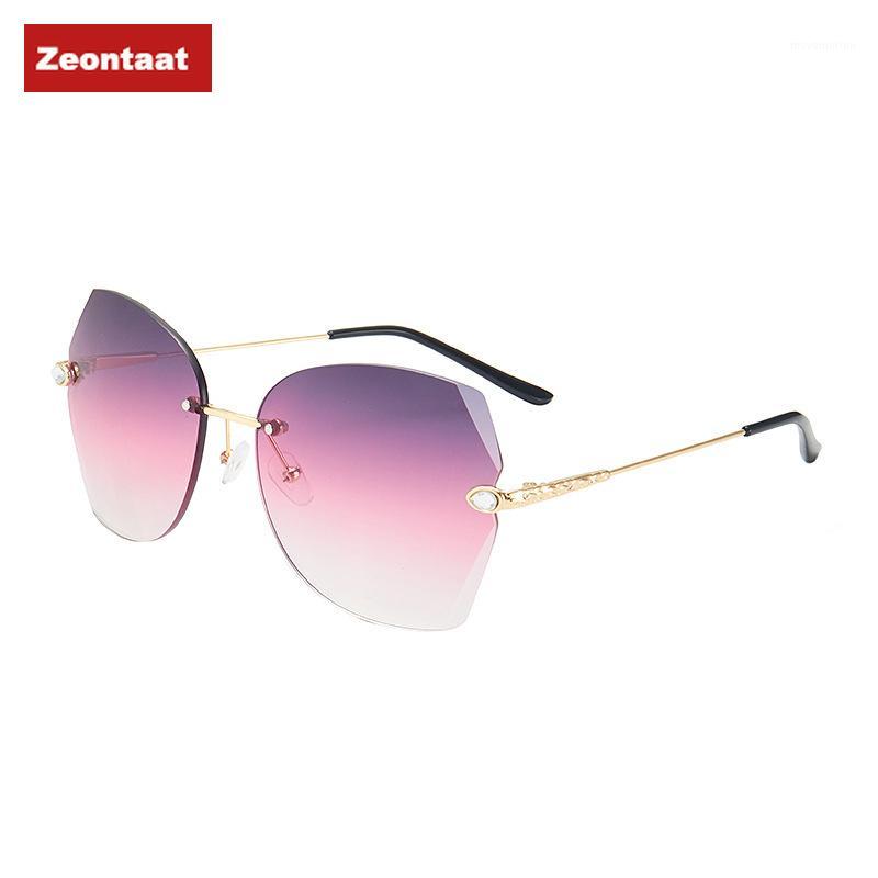 

2020 New Frameless Trimmed Personalized Diamond Sunglasses Women European and American Fashion Big Frame Marine Sunglasses1