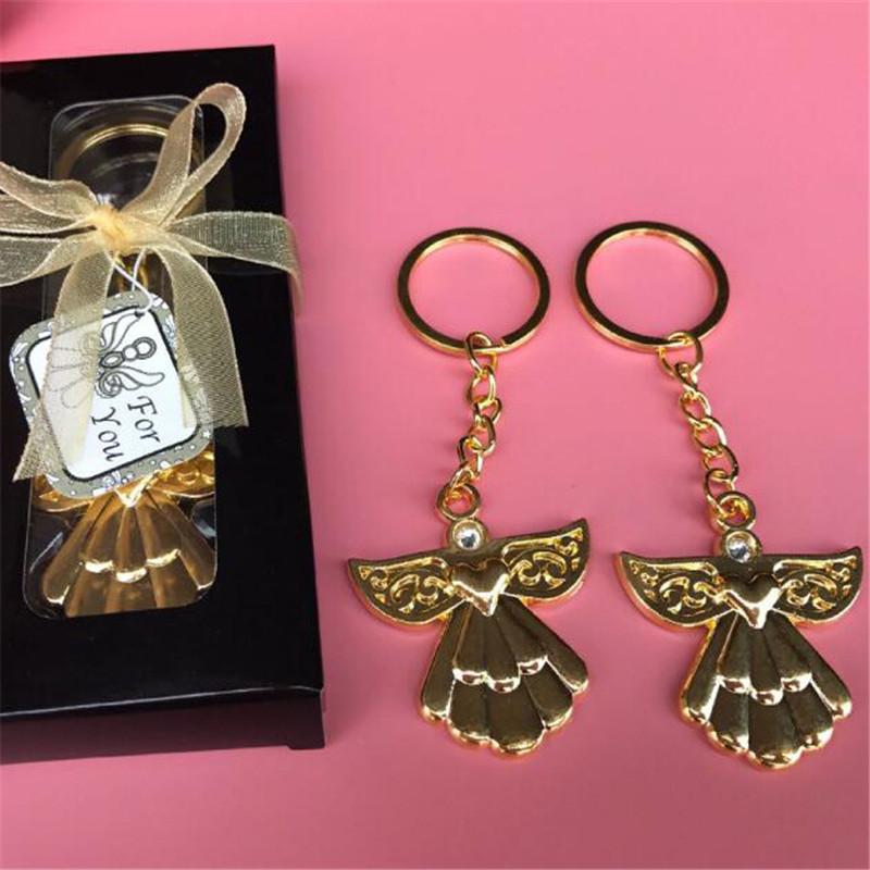

200pcsCheap Wedding Party Souvenir Guardian Angel Key Ring Silver Keychain Baby Shower Favors