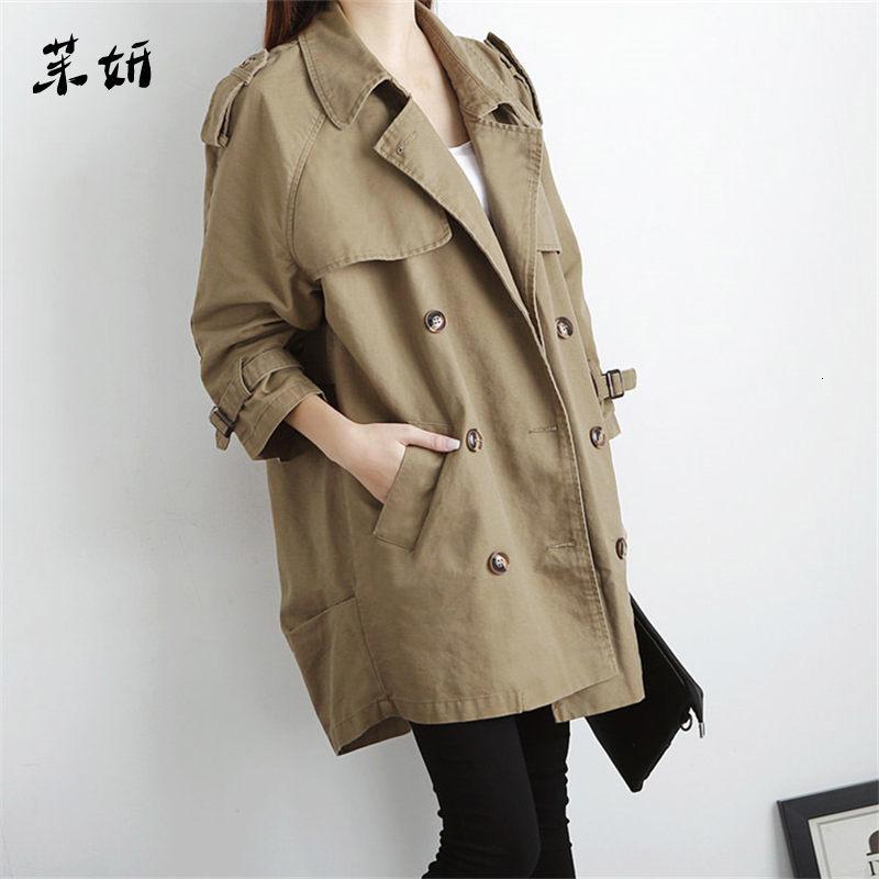 

Plus Size Trench Coat 2020 Spring New Women' Korean Loose Casual Long Section Double-breasted Windbreaker Coat Outerwear f846, Springautumnjacket