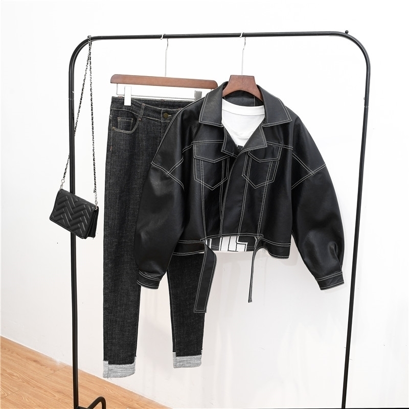 

New Spring 2021 Women From Leather Jackets Soft Plutonium Female Black Outerwear Jacket B84E, Red