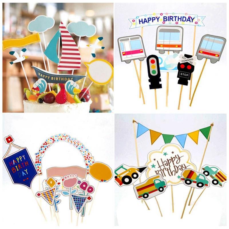 

1set Happy Birthday Cake Topper Cake Flags Baby Shower Birthday Party DIY Decoration Children Kids Party Supplies1
